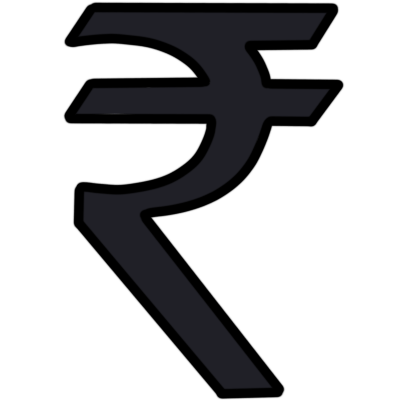a black rupee symbol with black outline